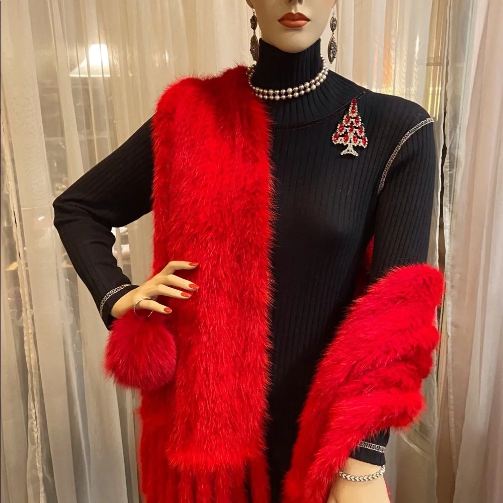 Red Mink Shawl on Knit